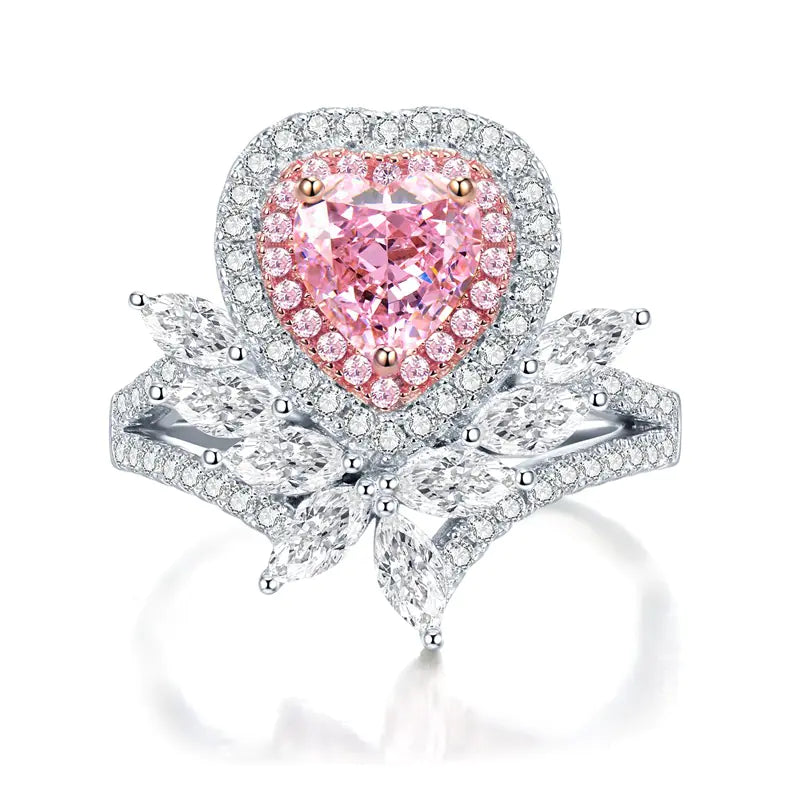 Women's Sparkling Heart Carbon Diamond Ring